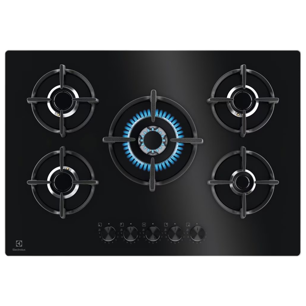 Electrolux-EGG75372K-Piano-Cottura-colore-Nero-Superficie-piana-75-cm-Gas-5-Fornelloi.jpg Electrolux EGG75372K Table de cuisson gaz 75 cm 5 brûleurs Noir – Image 1